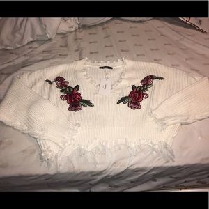 Brand new Zaful cropped rose sweater!